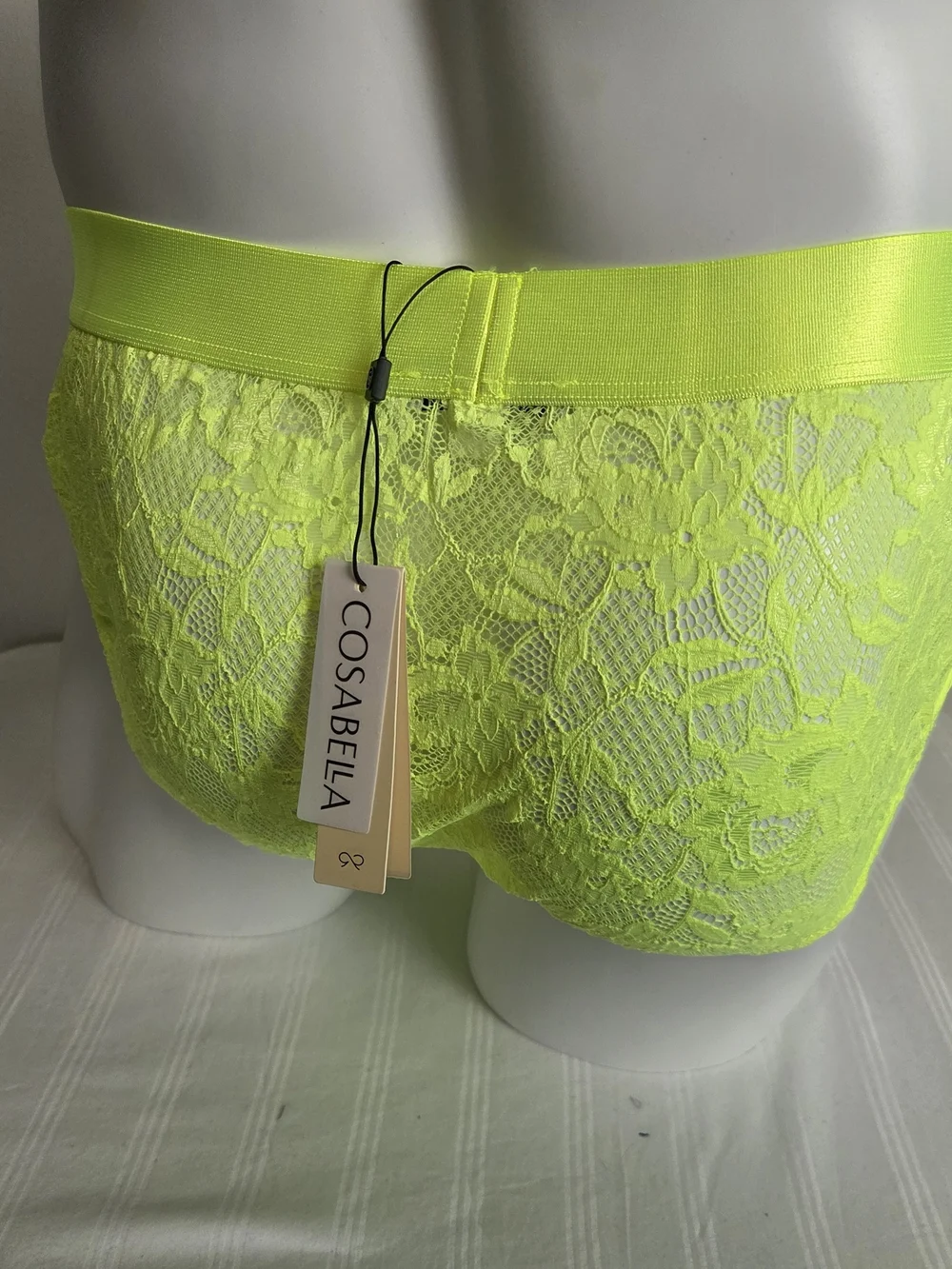 Cosabella Men's Lace Sports Brief in Neon Yellow